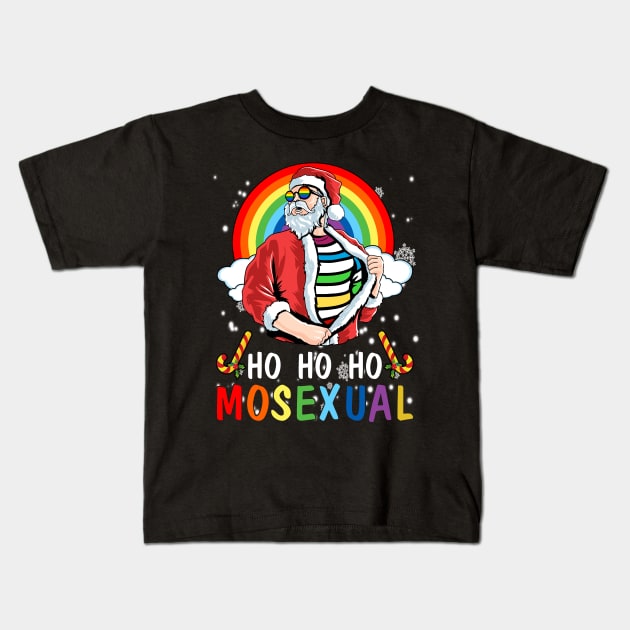 Mens Ho Ho Ho Mosexual Gay Santa LGBT Pun Gay Pride Christmas Kids T-Shirt by waterbrookpanders